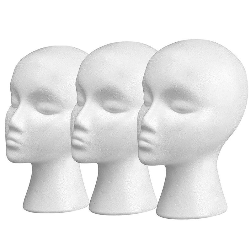 Smilco 11" 3 Pcs Wig Head - Tall Female Foam Mannequin Wig Stand and Holder for Style, Model And Display Hair, Hats and Hairpieces, Mask - for Home, Salon and Travelï¼ˆ3 Piecesï¼‰ - Image 1